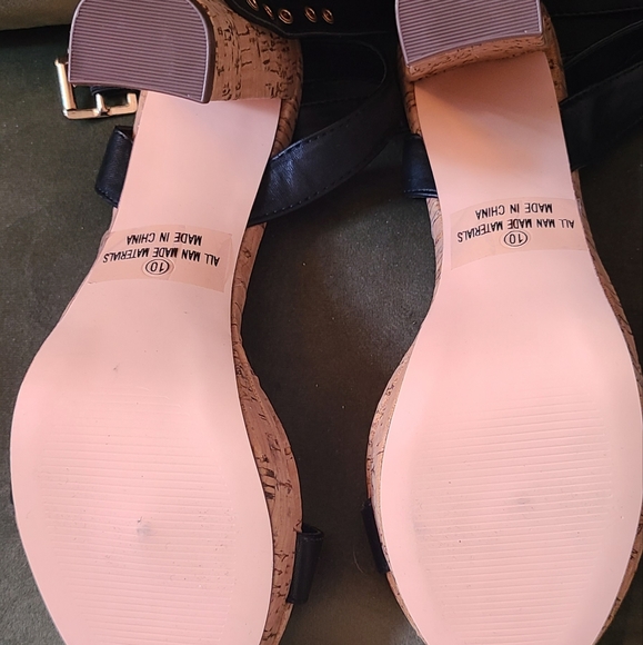 Venus cork black strappy heels new - Picture 3 of 6